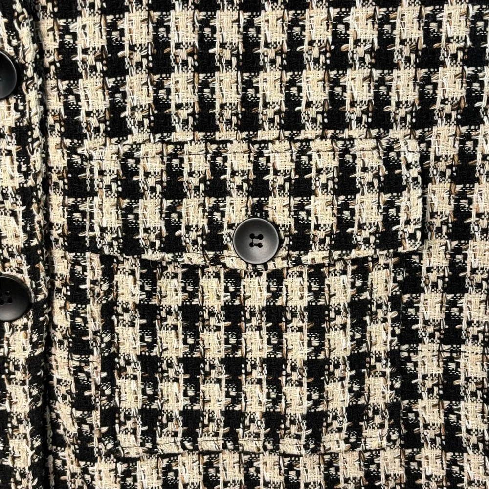 Women’s Promesa Plaid Tweed Utility Button Vest Size Medium Black Cream